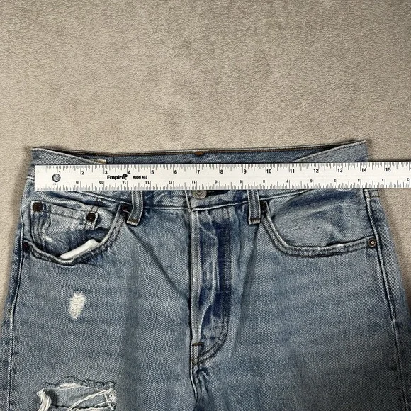Vintage Levis Premium 501 S Jeans Womens 28x27 Light Wash Skinny Distressed Rips - Picture 11 of 12